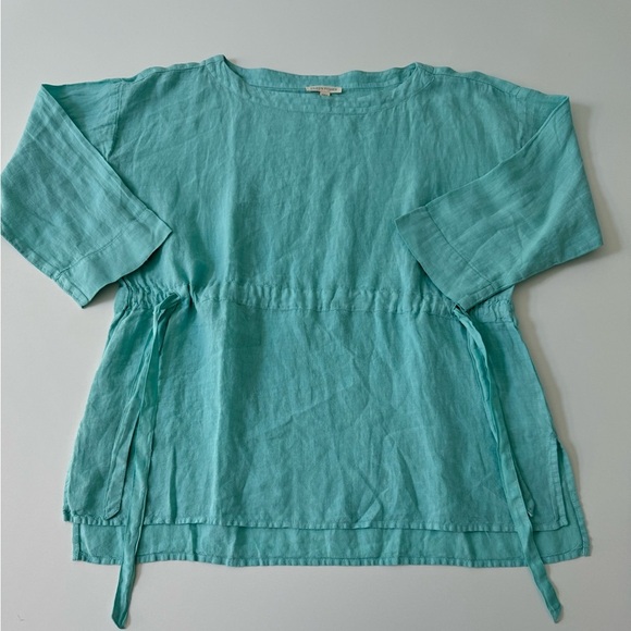 Eileen Fisher Capri Handkerchief Linen Bateau Neck 3/4 Sleeve Top Size XS - Picture 1 of 10